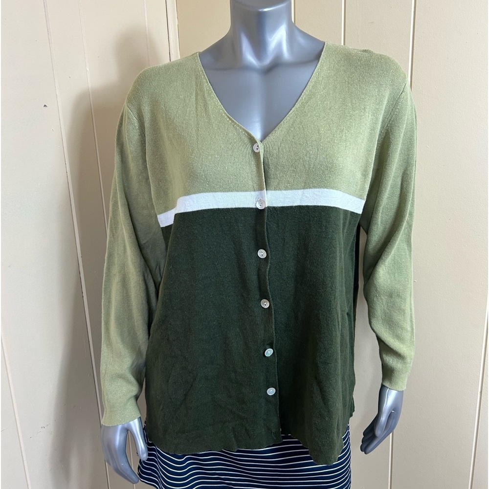 Vintage Stitches in Time Button Front Cardigan Sweater Womens Size 1X Green